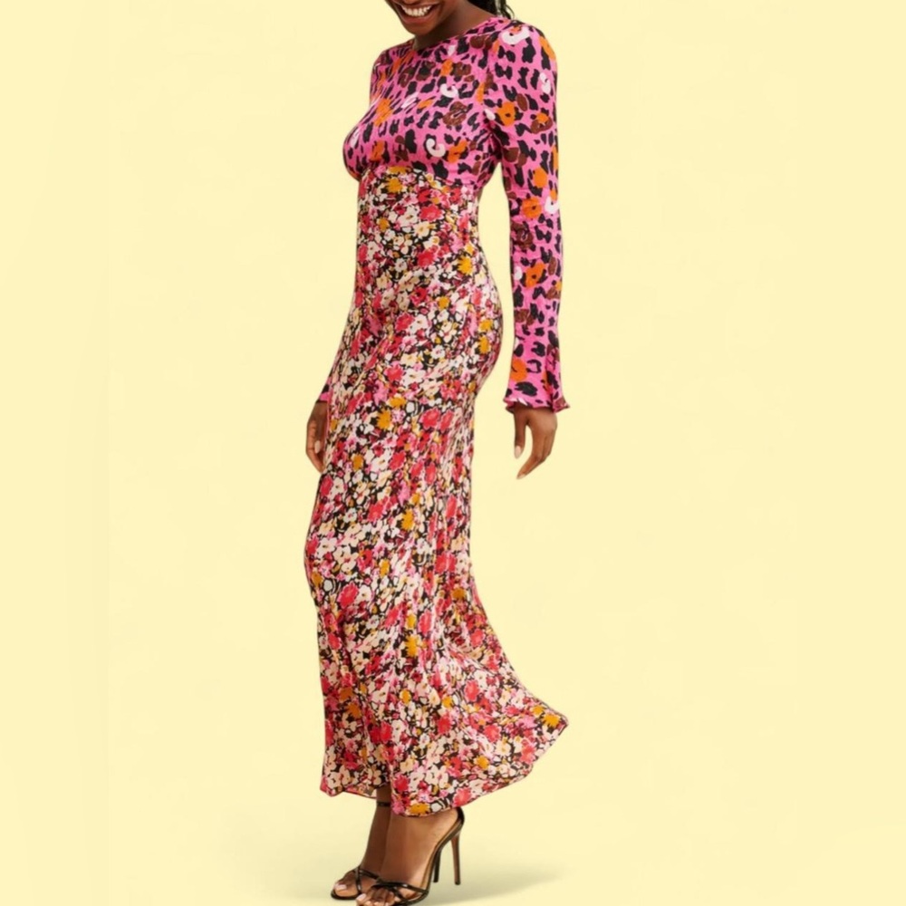 Anthropologie Pink and Multicolor Maximalist Long Sleeve Dress